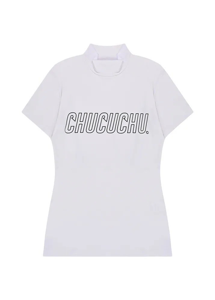 CHUCUCHU 小高領logo上衣（白）