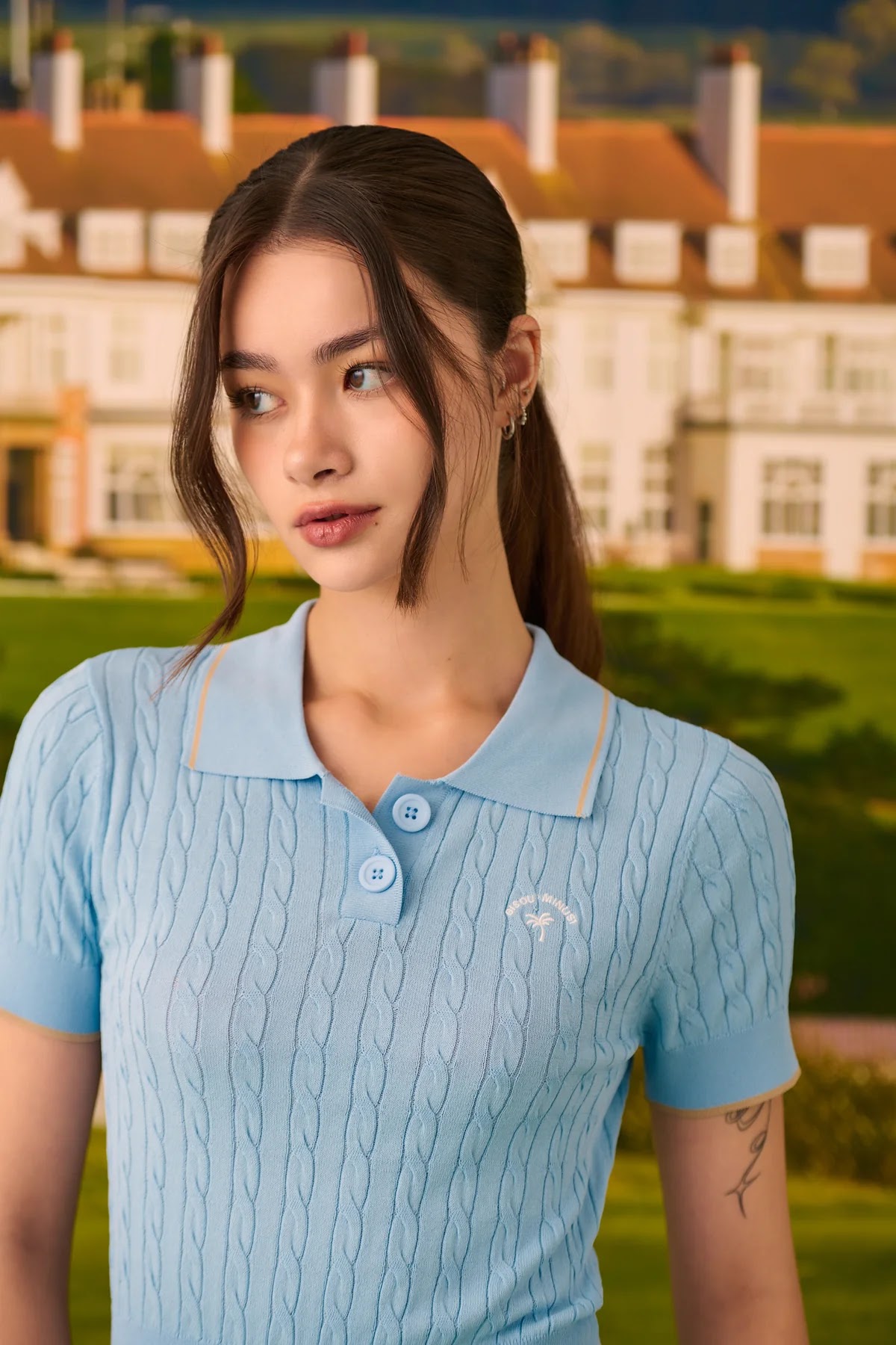 MINUS1 GOLF 針織 短袖polo衫 （藍）