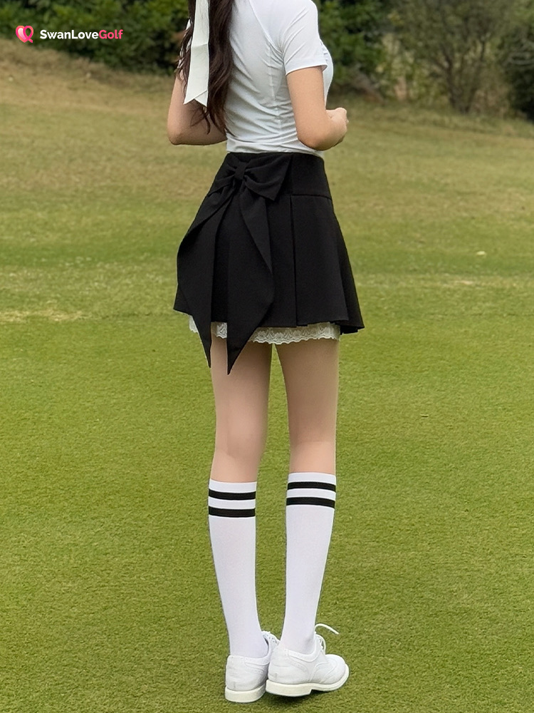 SWAN GOLF 後蝴蝶結裙（黑）